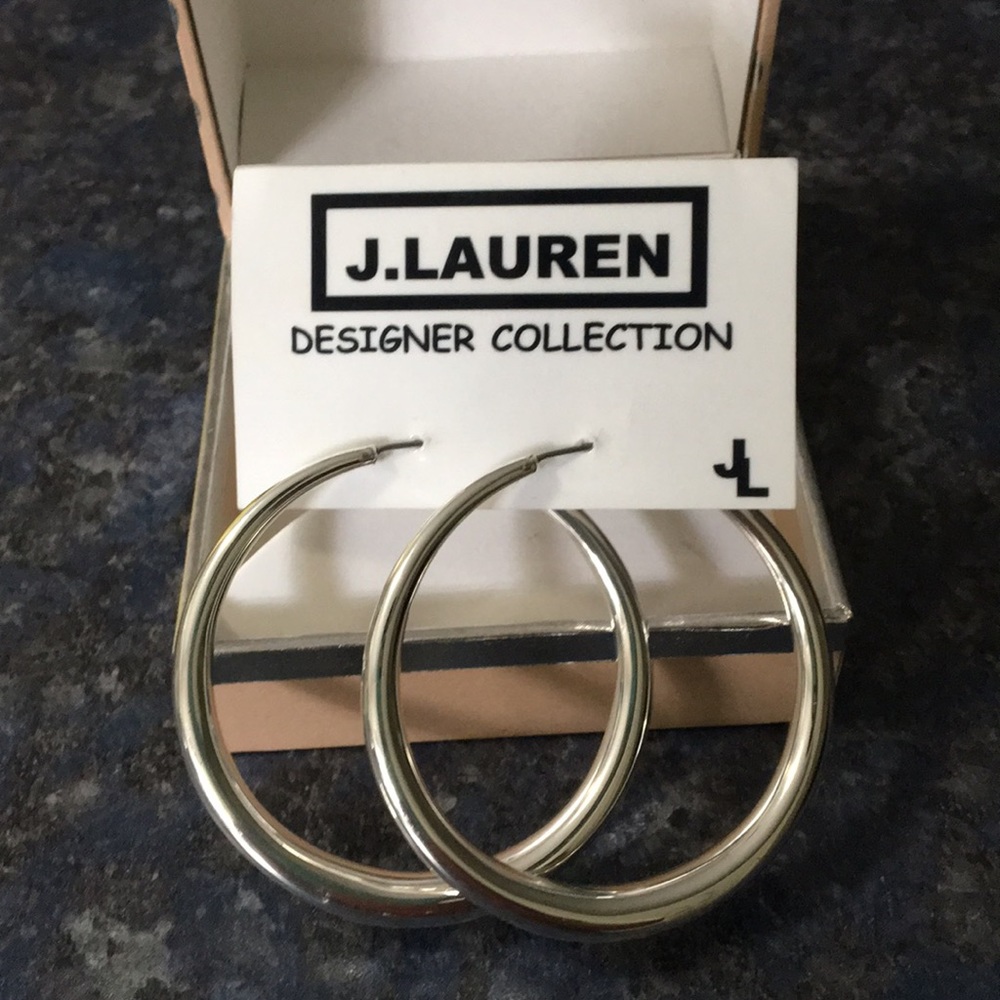 JL J Lauren Designer Collection Hoop Earrings